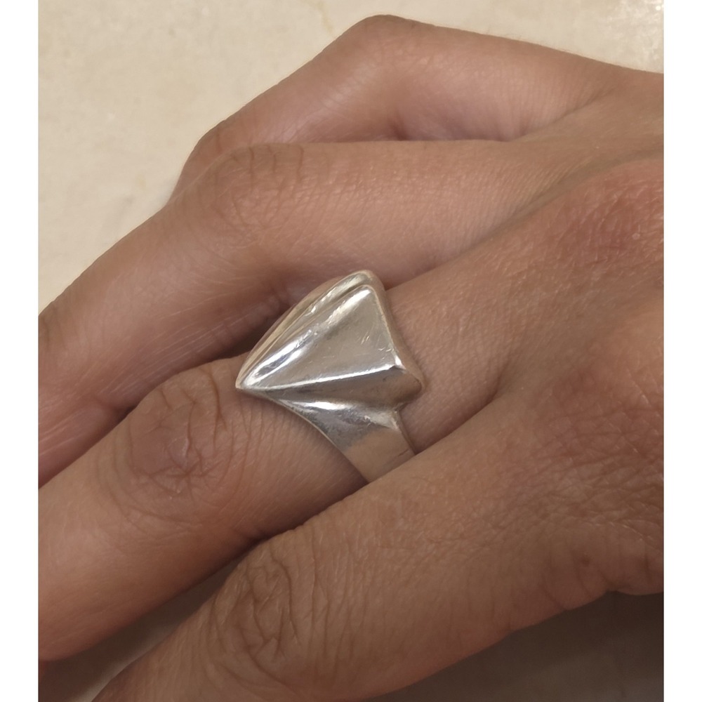 Heavy 1980s Sterling Silver Taxco Modernist Ring Size 7.5 - Picture 3 of 9